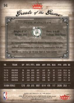 2005-06 Fleer Greats of the Game #94 John Havlicek Back