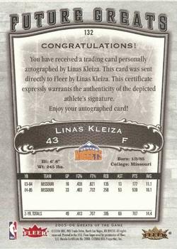 2005-06 Fleer Greats of the Game #132 Linas Kleiza Back