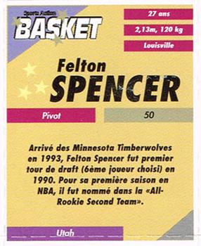 1995 French Sports Action Basket - Face 2 Face Utah Jazz #NNO Felton Spencer Back