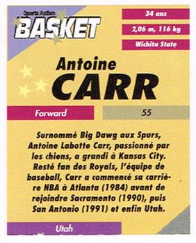 1995 French Sports Action Basket - Face 2 Face Utah Jazz #NNO Antoine Carr Back