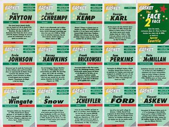 1995 French Sports Action Basket - Face 2 Face Seattle SuperSonics Panel #NNO Face 2 Face Seattle SuperSonics Uncut Sheet Back