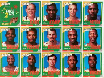 1995 French Sports Action Basket - Face 2 Face Seattle SuperSonics Panel #NNO Face 2 Face Seattle SuperSonics Uncut Sheet Front