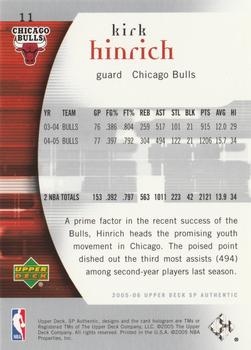2005-06 SP Authentic #11 Kirk Hinrich Back