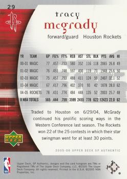 2005-06 SP Authentic #29 Tracy McGrady Back