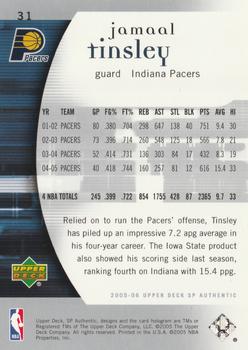 2005-06 SP Authentic #31 Jamaal Tinsley Back