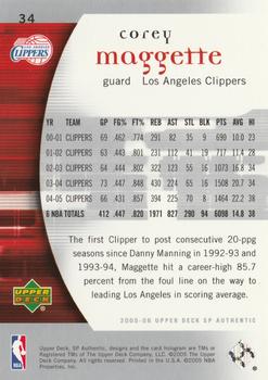2005-06 SP Authentic #34 Corey Maggette Back