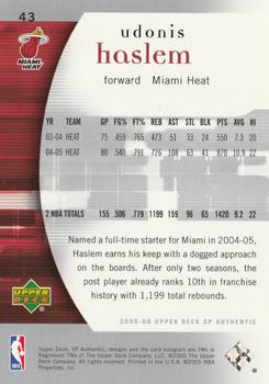 2005-06 SP Authentic #43 Udonis Haslem Back