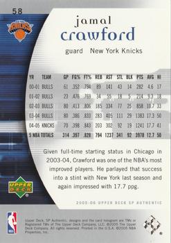 2005-06 SP Authentic #58 Jamal Crawford Back