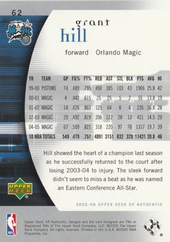 2005-06 SP Authentic #62 Grant Hill Back