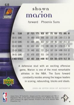 2005-06 SP Authentic #68 Shawn Marion Back