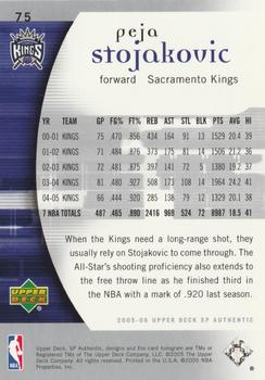 2005-06 SP Authentic #75 Peja Stojakovic Back