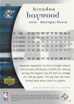 2005-06 SP Authentic #90 Brendan Haywood Back