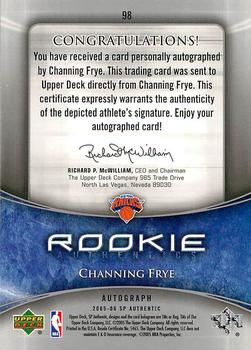 2005-06 SP Authentic #98 Channing Frye Back