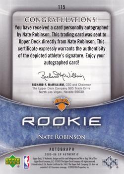 2005-06 SP Authentic #115 Nate Robinson Back