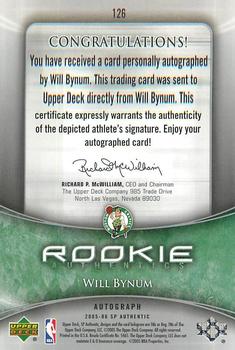 2005-06 SP Authentic #126 Will Bynum Back