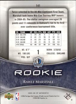 2005-06 SP Authentic #141 Rawle Marshall Back