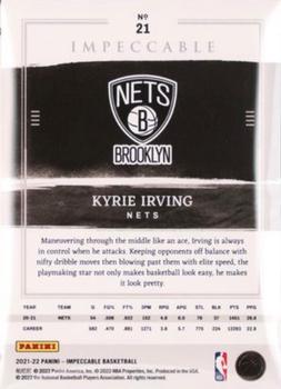 2021-22 Panini Impeccable - Holo Silver #21 Kyrie Irving Back