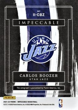 2021-22 Panini Impeccable - Immortal Ink Holo Silver #II-CBZ Carlos Boozer Back