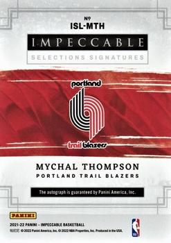 2021-22 Panini Impeccable - Impeccable Selections Signatures #ISL-MTH Mychal Thompson Back