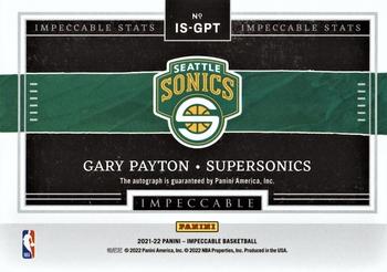 2021-22 Panini Impeccable - Impeccable Stats Autographs #IS-GPT Gary Payton Back