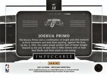 2021-22 Panini Impeccable - Silver Draft Logo #12 Joshua Primo Back