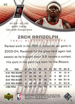 2005-06 SP Game Used #82 Zach Randolph Back