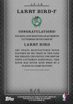 2007-08 Topps Letterman - Patches Refractors #LP-LB Larry Bird Back