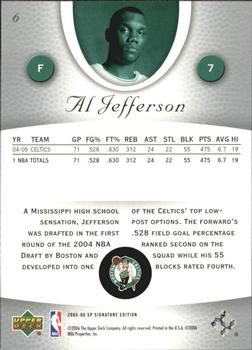 2005-06 SP Signature Edition #6 Al Jefferson Back