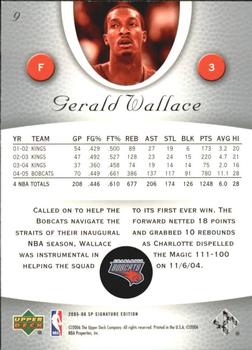 2005-06 SP Signature Edition #9 Gerald Wallace Back
