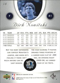 2005-06 SP Signature Edition #18 Dirk Nowitzki Back