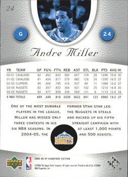 2005-06 SP Signature Edition #24 Andre Miller Back