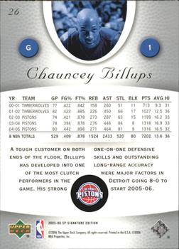 2005-06 SP Signature Edition #26 Chauncey Billups Back
