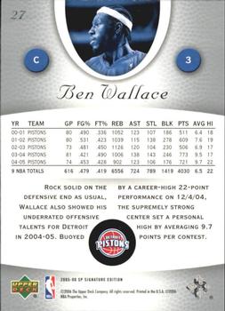 2005-06 SP Signature Edition #27 Ben Wallace Back