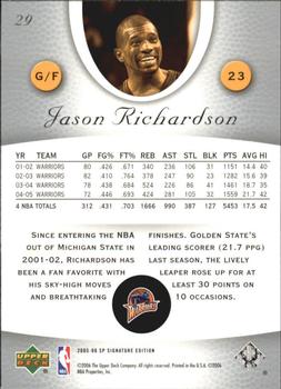 2005-06 SP Signature Edition #29 Jason Richardson Back