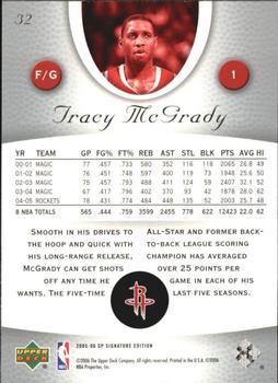 2005-06 SP Signature Edition #32 Tracy McGrady Back