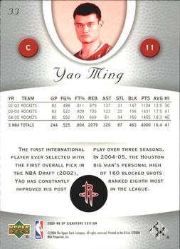 2005-06 SP Signature Edition #33 Yao Ming Back