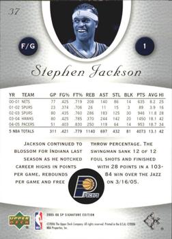 2005-06 SP Signature Edition #37 Stephen Jackson Back