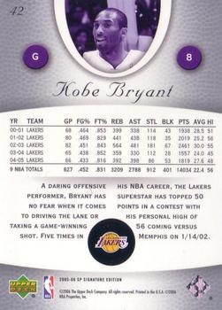 2005-06 SP Signature Edition #42 Kobe Bryant Back