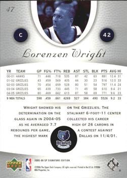 2005-06 SP Signature Edition #47 Lorenzen Wright Back