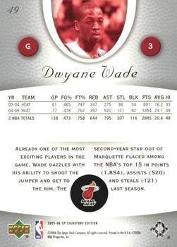 2005-06 SP Signature Edition #49 Dwyane Wade Back