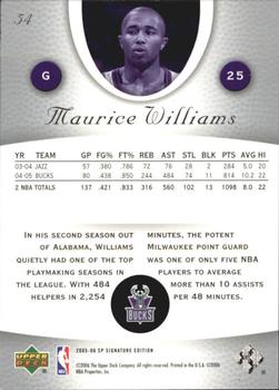 2005-06 SP Signature Edition #54 Maurice Williams Back