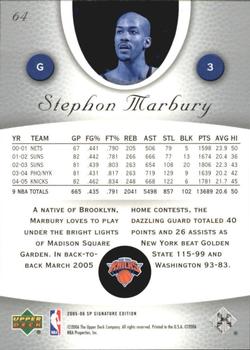 2005-06 SP Signature Edition #64 Stephon Marbury Back