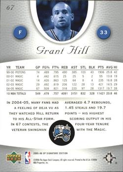 2005-06 SP Signature Edition #67 Grant Hill Back