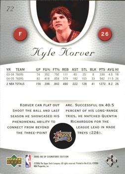 2005-06 SP Signature Edition #72 Kyle Korver Back