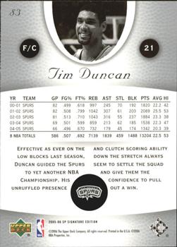 2005-06 SP Signature Edition #83 Tim Duncan Back