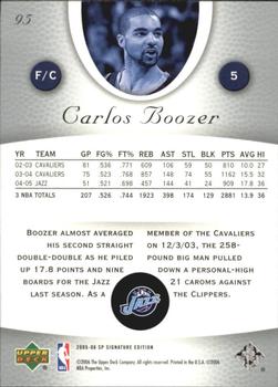 2005-06 SP Signature Edition #95 Carlos Boozer Back