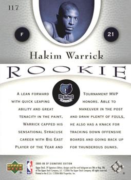 2005-06 SP Signature Edition #117 Hakim Warrick Back