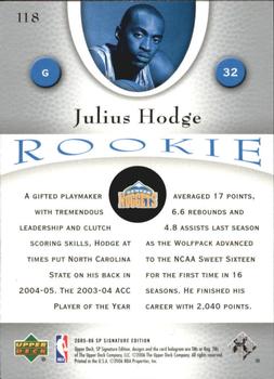2005-06 SP Signature Edition #118 Julius Hodge Back
