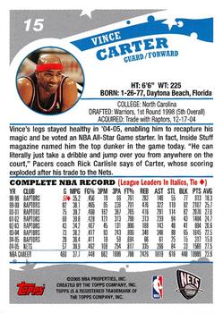 2005-06 Topps #15 Vince Carter Back
