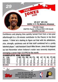 2005-06 Topps #29 Fred Jones Back